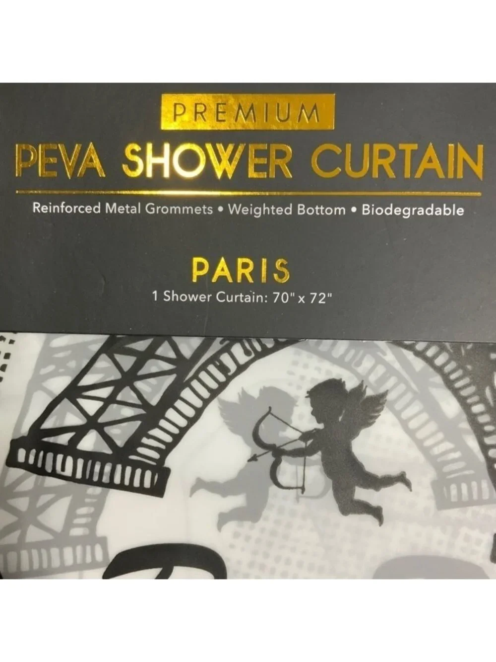 Paris Eiffel Tower French Shower Curtain Parisian Decor Black White 70 X 72 in